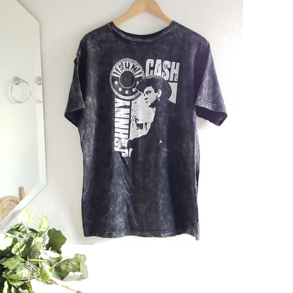 Johnny Cash Tops - Johnny Cash Sun Record Co Gray White Fleck Tee XXL